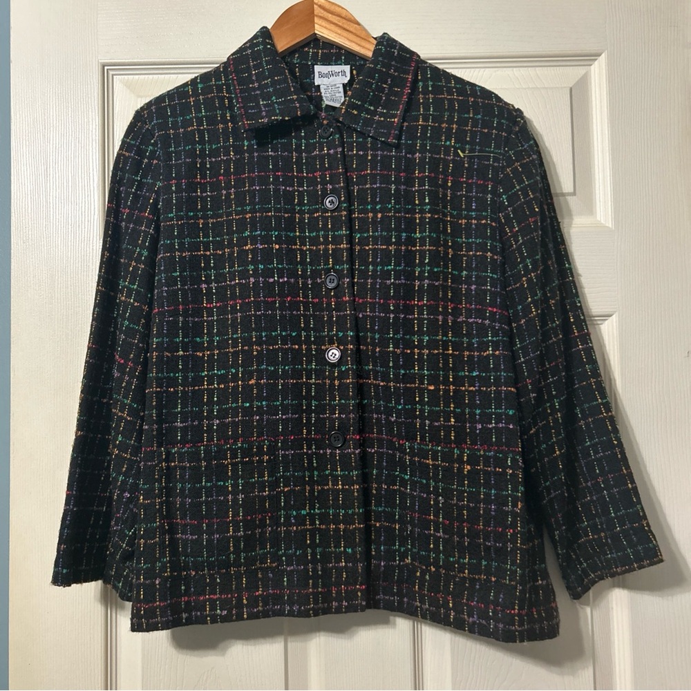 Bon Worth Women’s BlazerMulticolored buttons up 2Pockets|Size M-Petite |Preowned